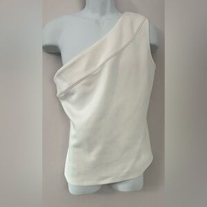 BANANA REPUBLIC White Silky Soft
Asymmetrical One Shoulder Top Size L